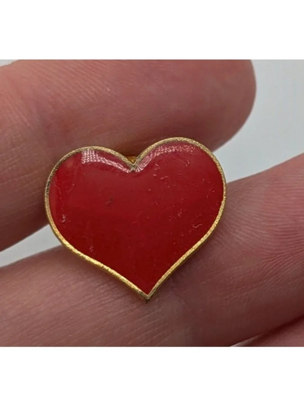 Vintage Hallmark Pin Heart Brooch Red Gold Tone Valentines Day